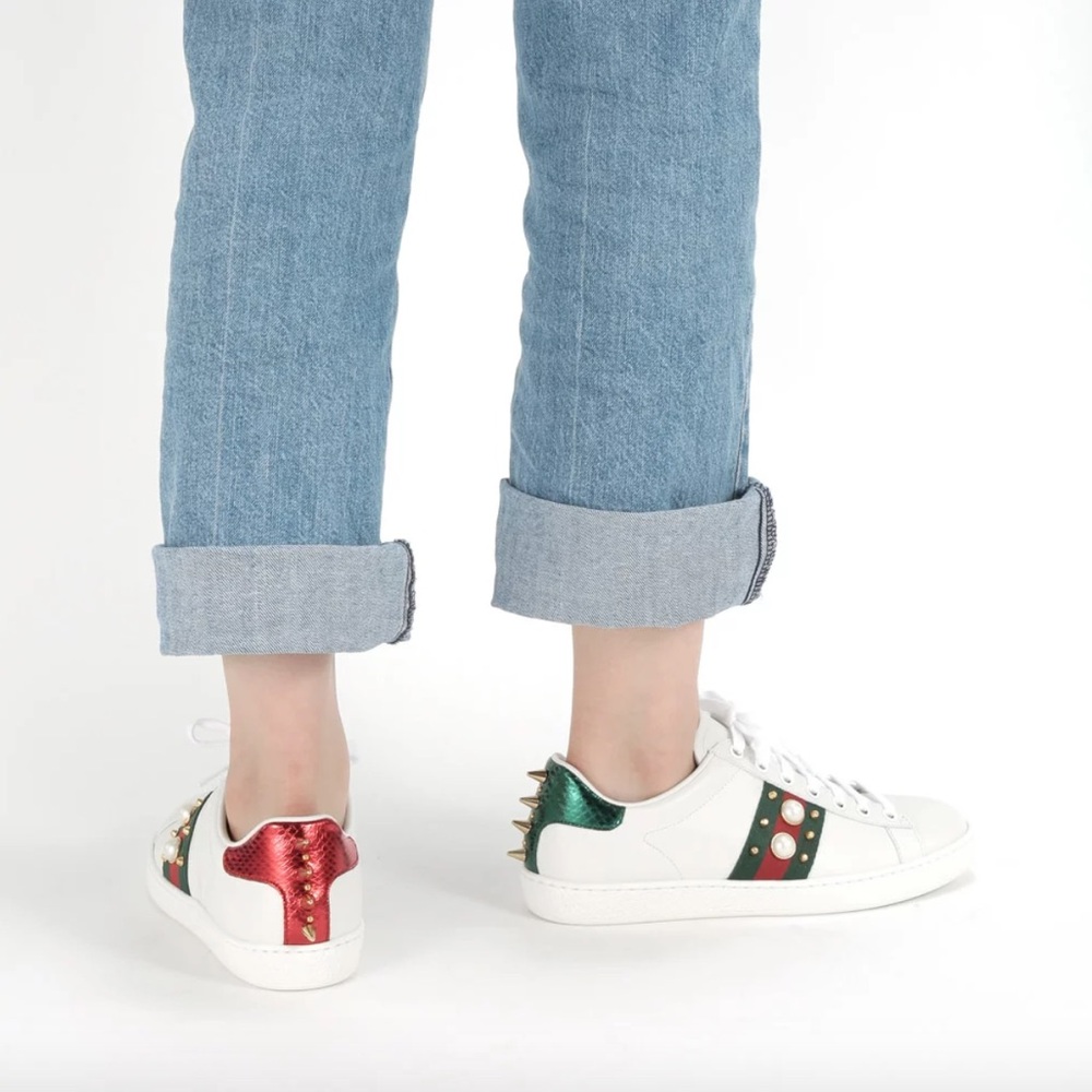 Gucci Ace studded pearl leather sneakers